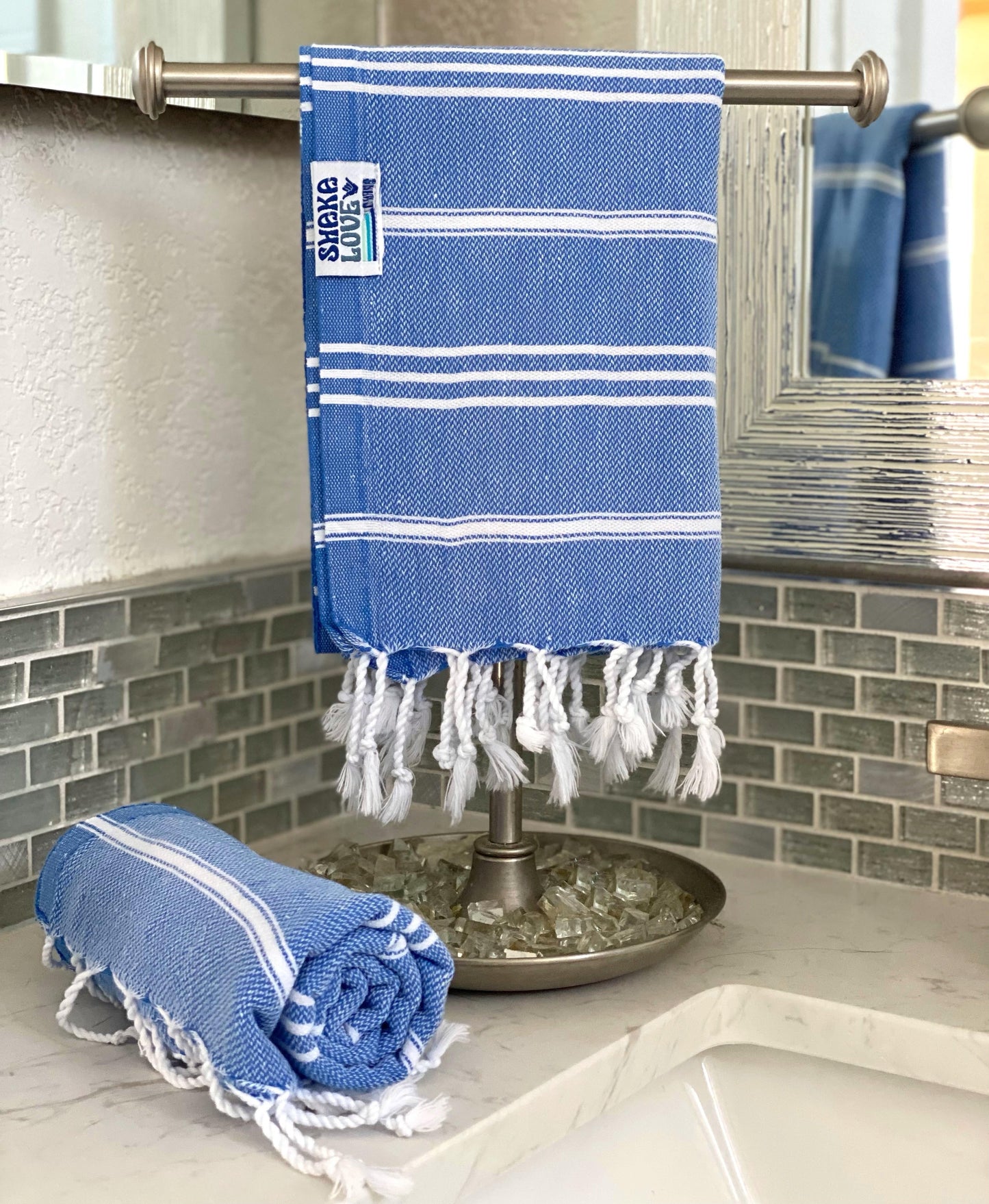 OCEAN BLUE Luxury Turkish Hand Towel