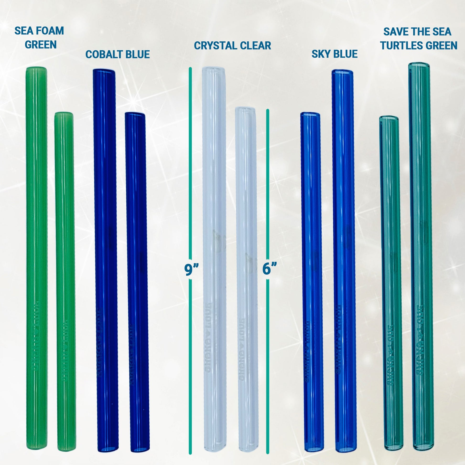 Reusable Straws - Aqua Blue & Clear Glass - Last Straw